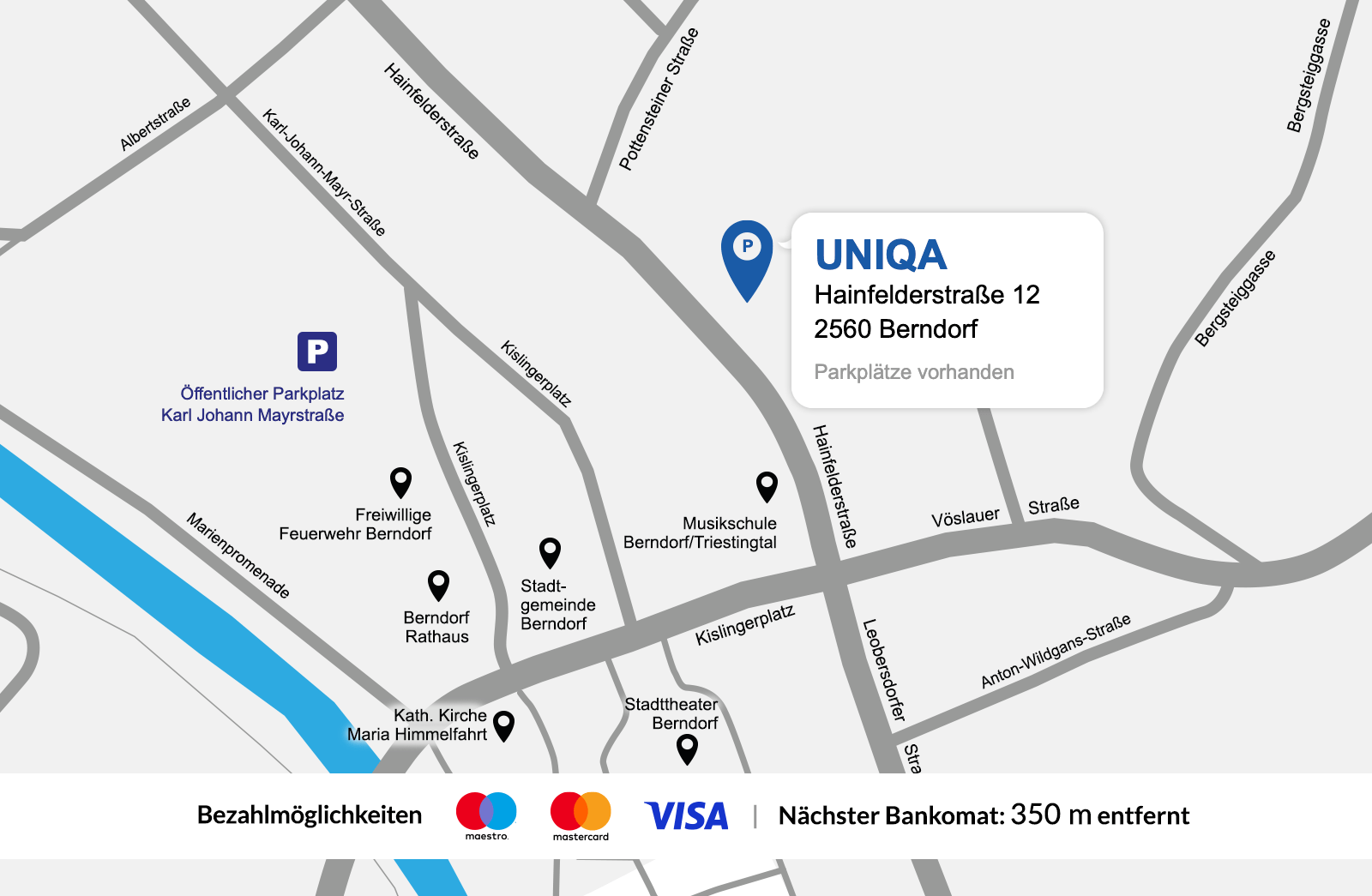 Eine detaillierte gezeichnete Karte der UNIQA Generalagentur​ Patrick Puhm